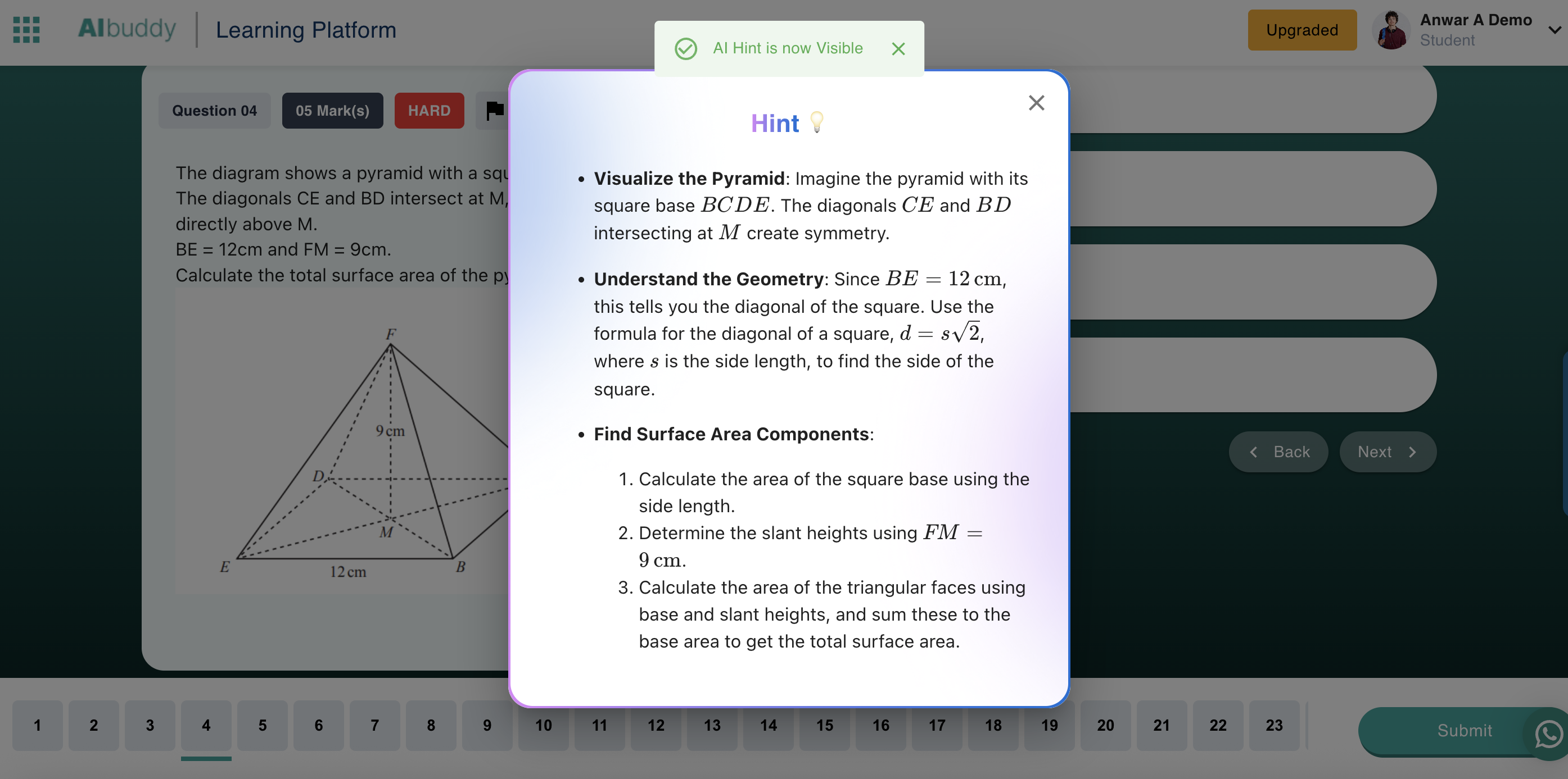 AI Hint System Interface